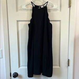 Cooperative Black Scalloped High Neck Sheath Cocktail Mini Dress - Size Medium
